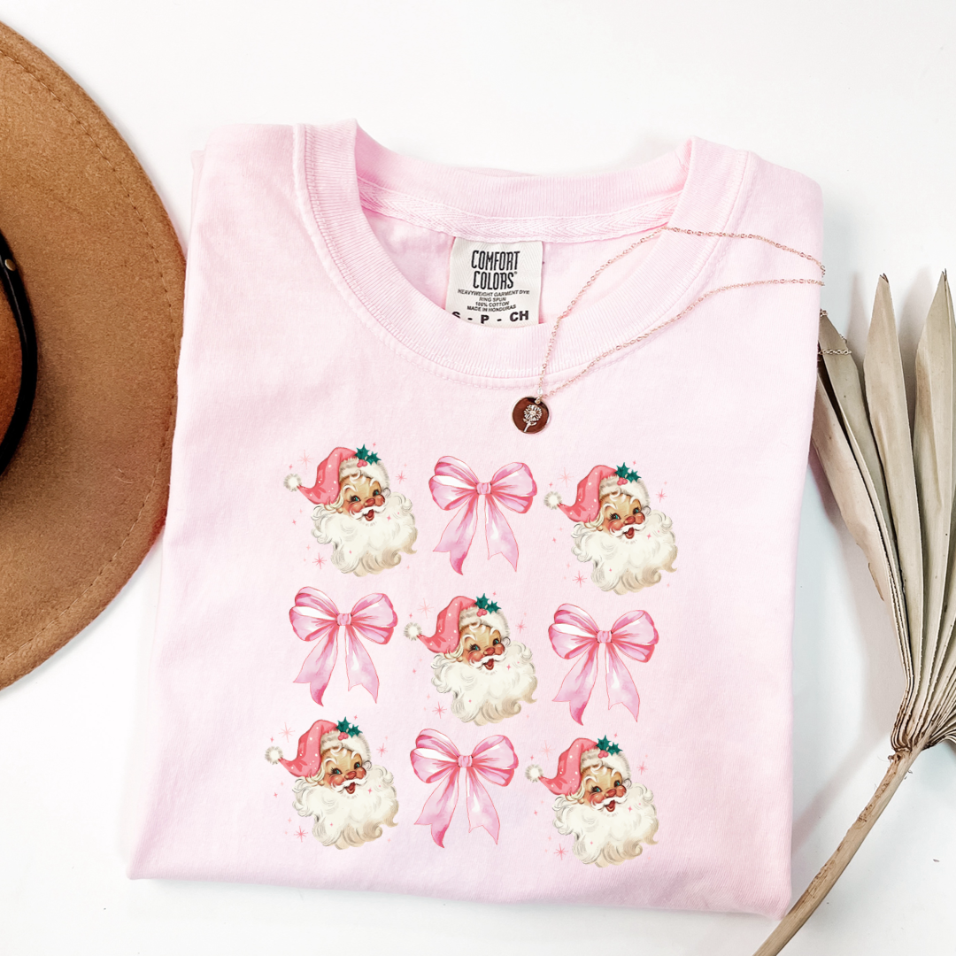 Pink Santa & Bows Coquette Graphic Tee