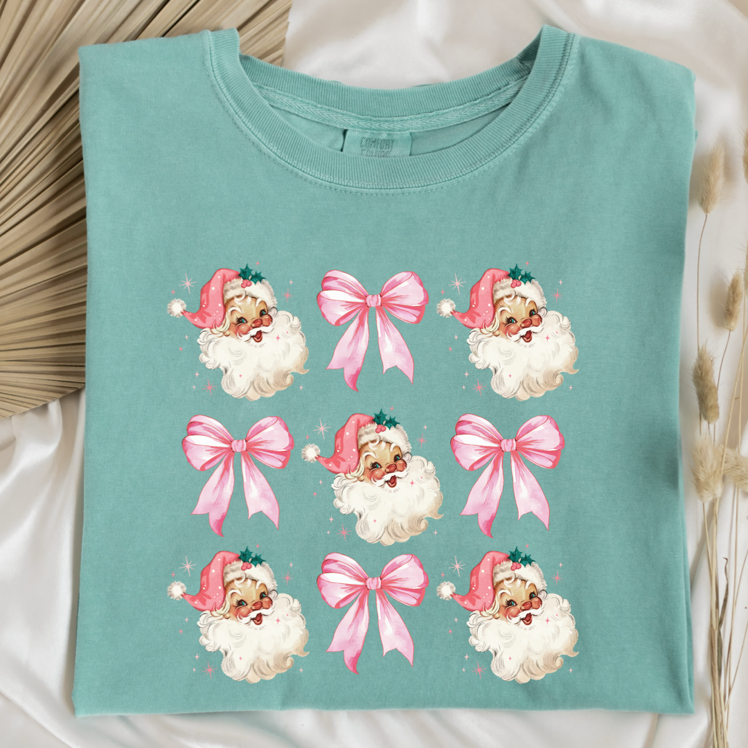 Pink Santa & Bows Coquette Graphic Tee