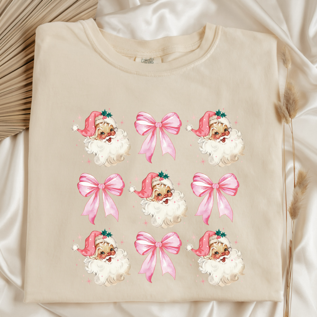Pink Santa & Bows Coquette Graphic Tee