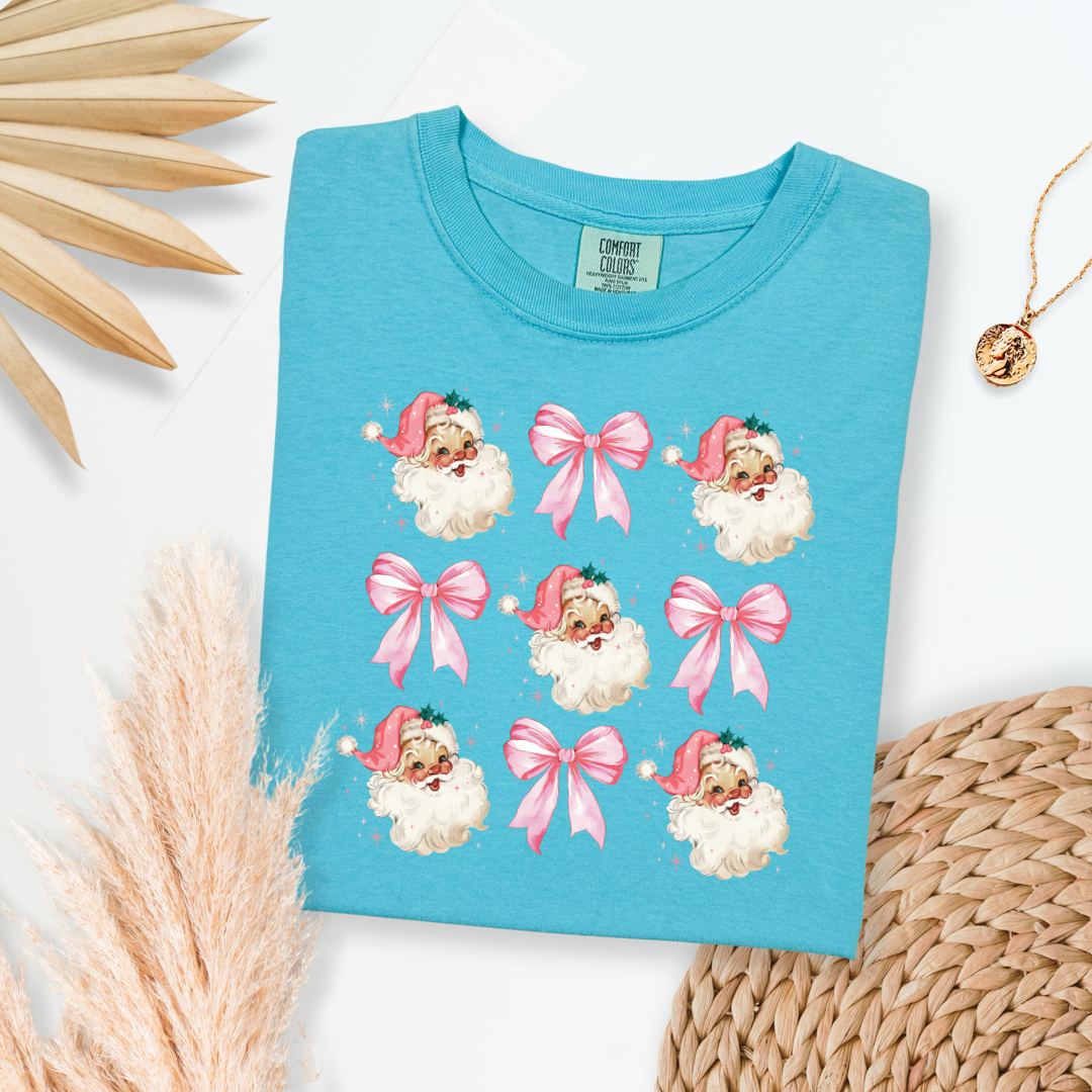 Pink Santa & Bows Coquette Graphic Tee