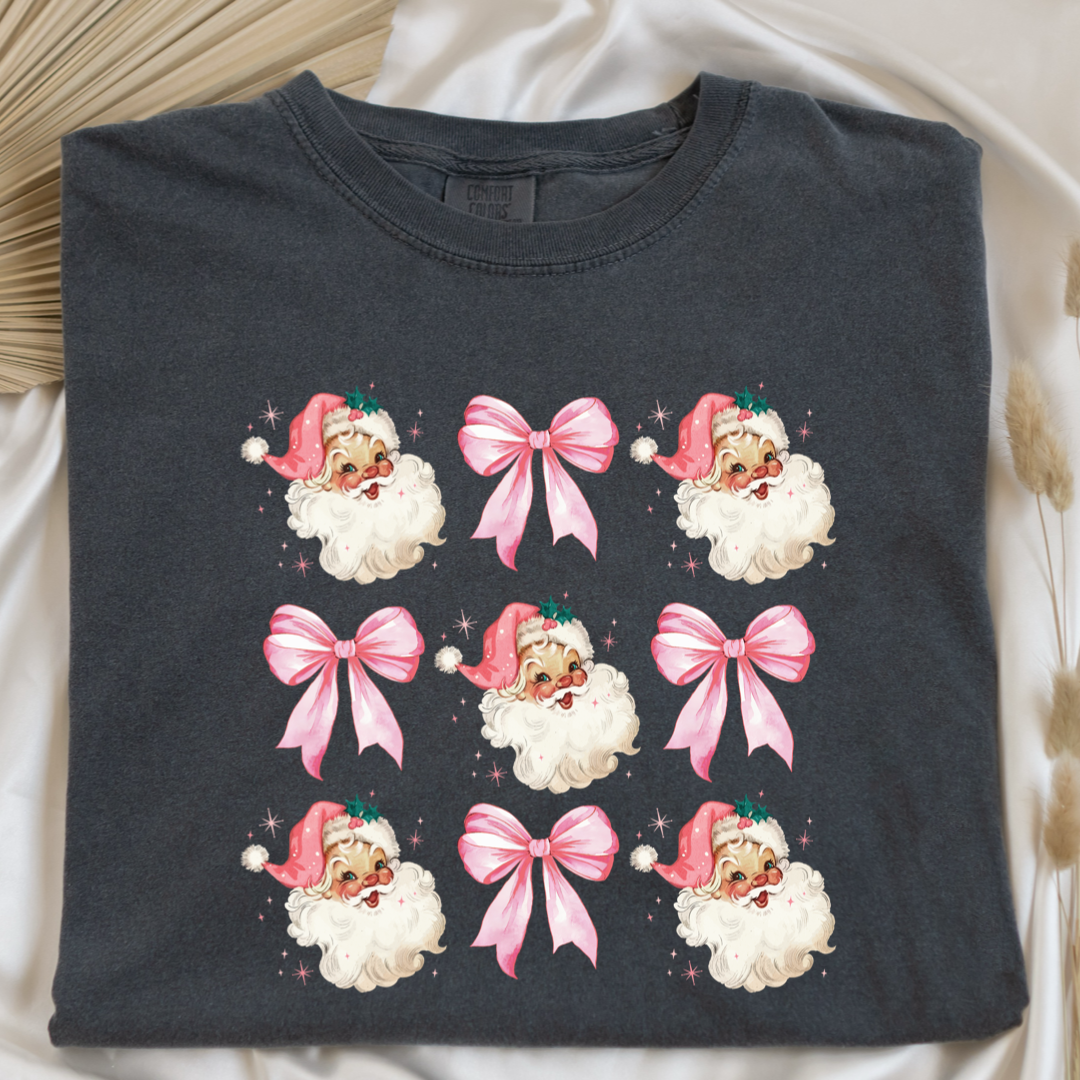 Pink Santa & Bows Coquette Graphic Tee