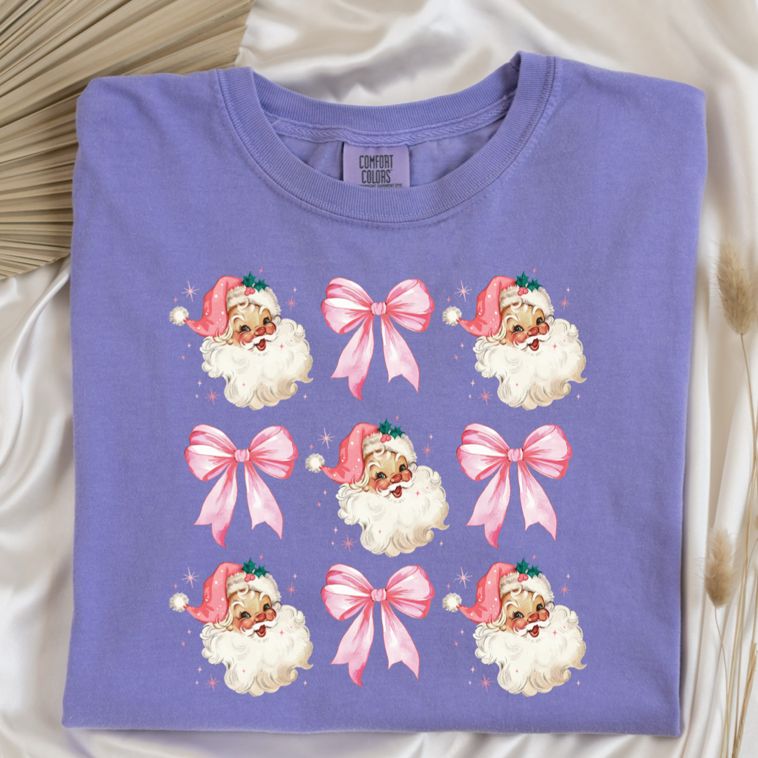 Pink Santa & Bows Coquette Graphic Tee
