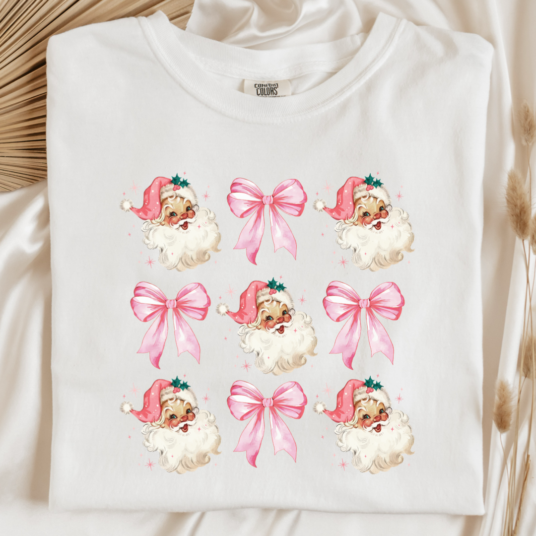 Pink Santa & Bows Coquette Graphic Tee