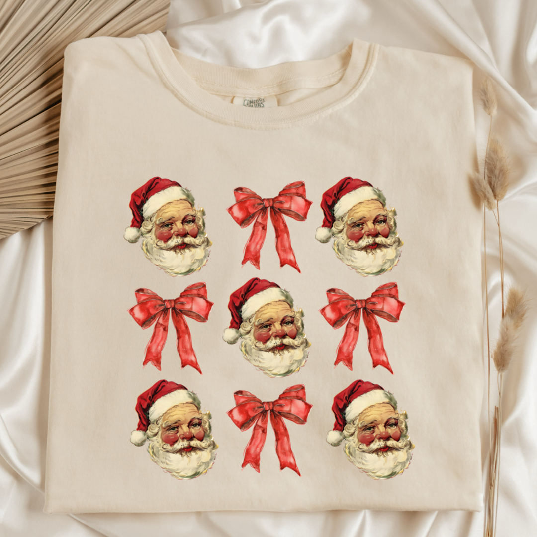 Santa With Red Bow Coquette Graphic Tee