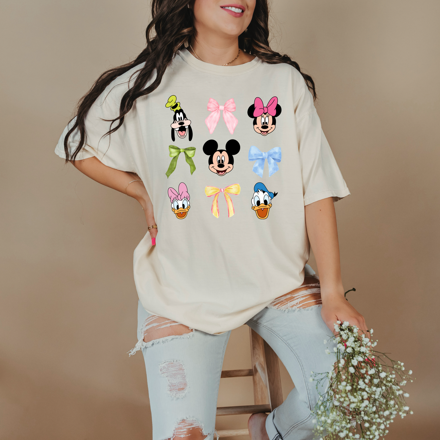 Disney Faces With Bows Coquette Graphic Tee