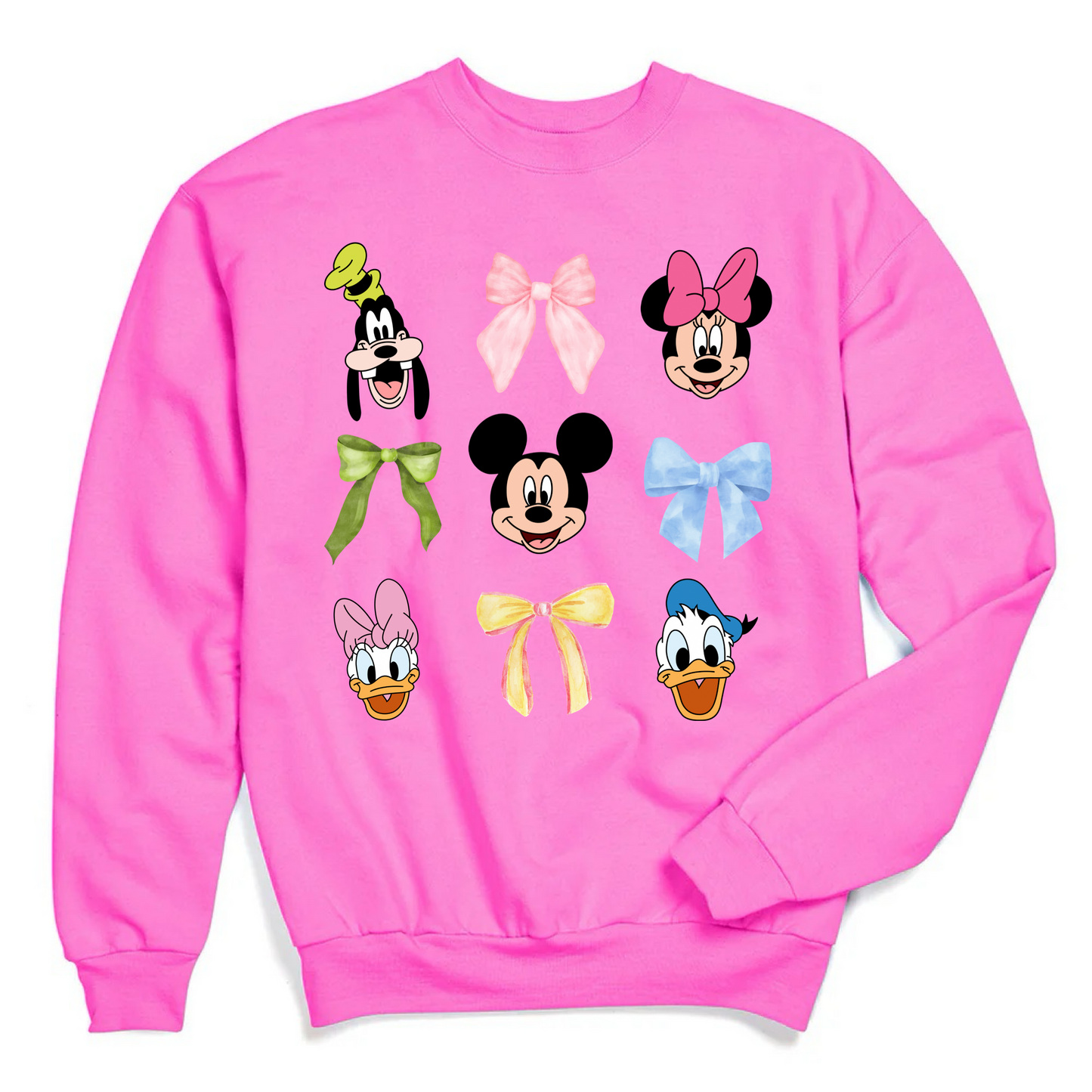 Disney Faces With Bows Coquette Crewneck & Hoodie