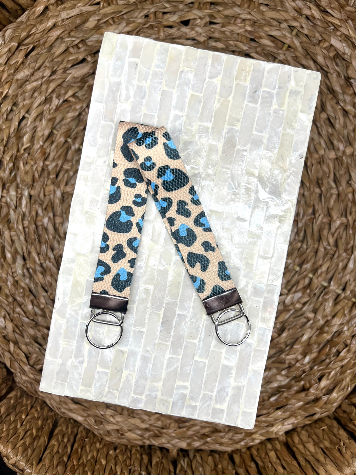 Blue Raspberry Cheetah Keychain Wristlet
