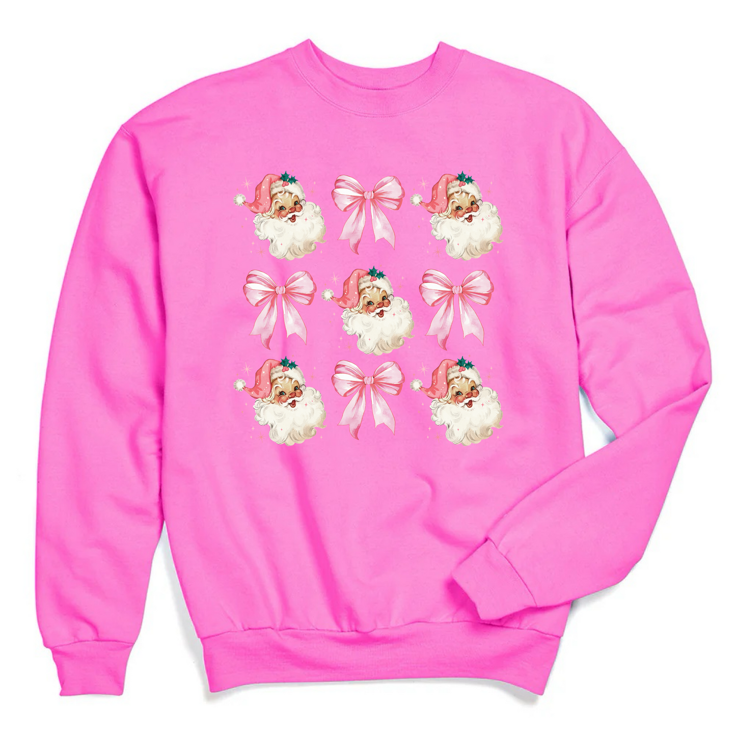 Pink Santa & Bows Crewneck & Hoodie