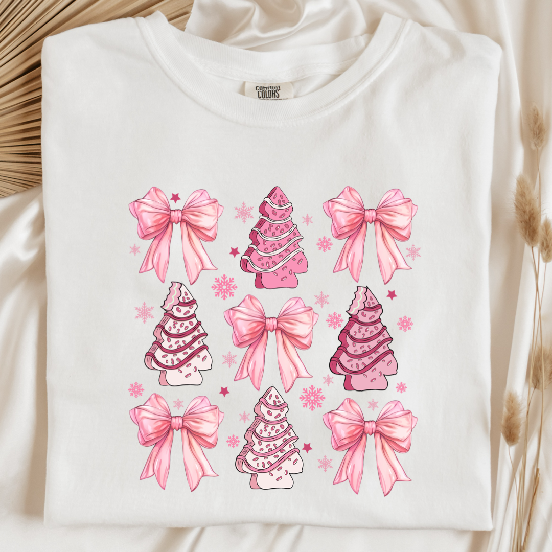 Pink Christmas Cakes Coquette Graphic Tee