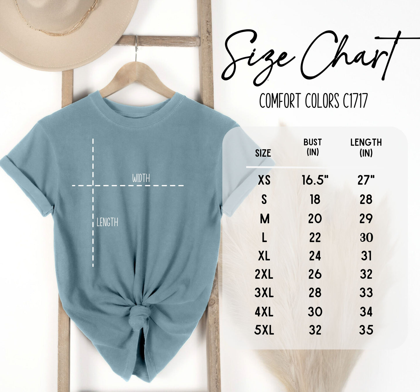 Comfort Colors Tee Size Chart