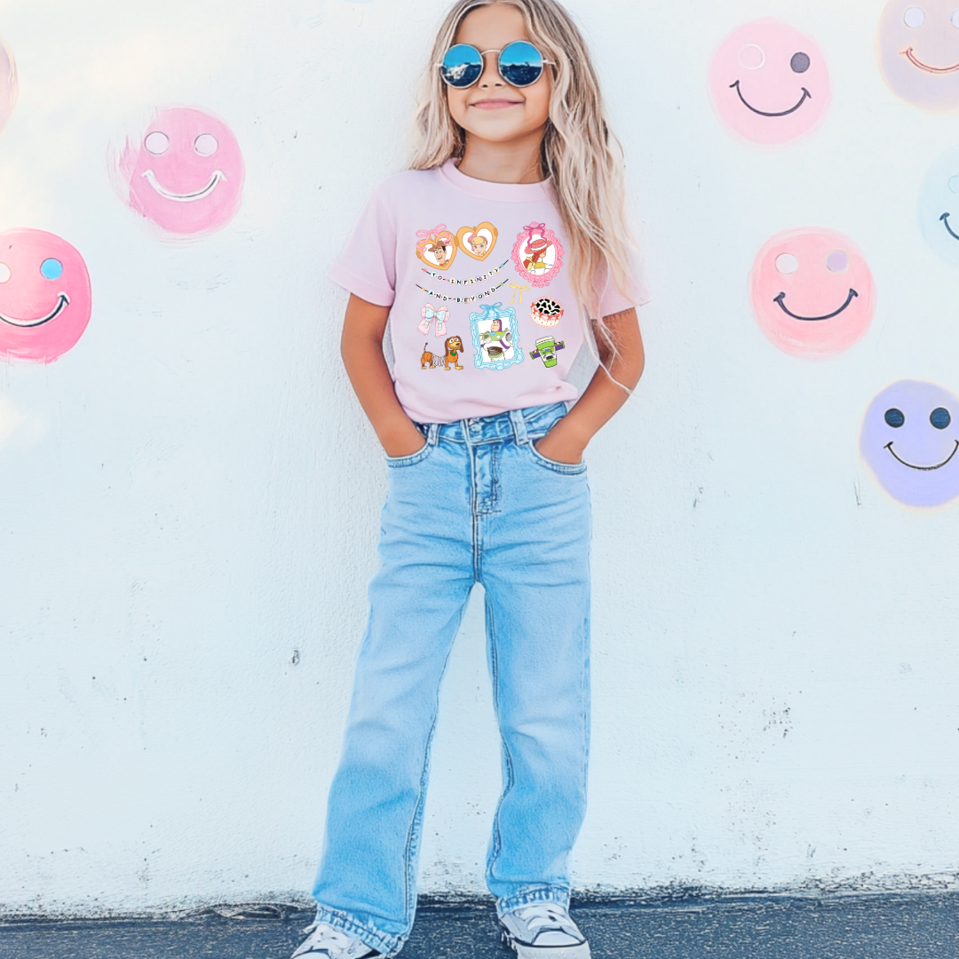 Customized Youth Blossom Pink Crewneck Coquette Toy story Matching Adult crew, tee and Youth crew available