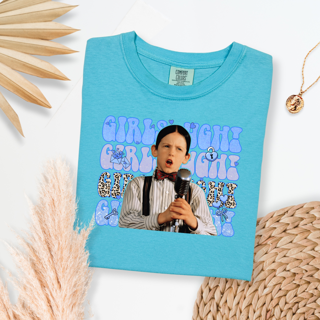 Customized Adult MensLagoon Blue girls Ugh bubble letters and cheetah print font.