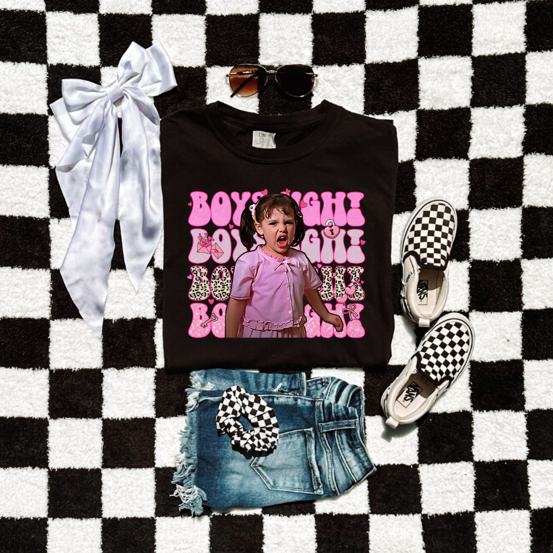 Customized Black Darla Boys Ugh graphic tee pink bubble font and cheetah print Boys ugh Alfalfa Available as well.