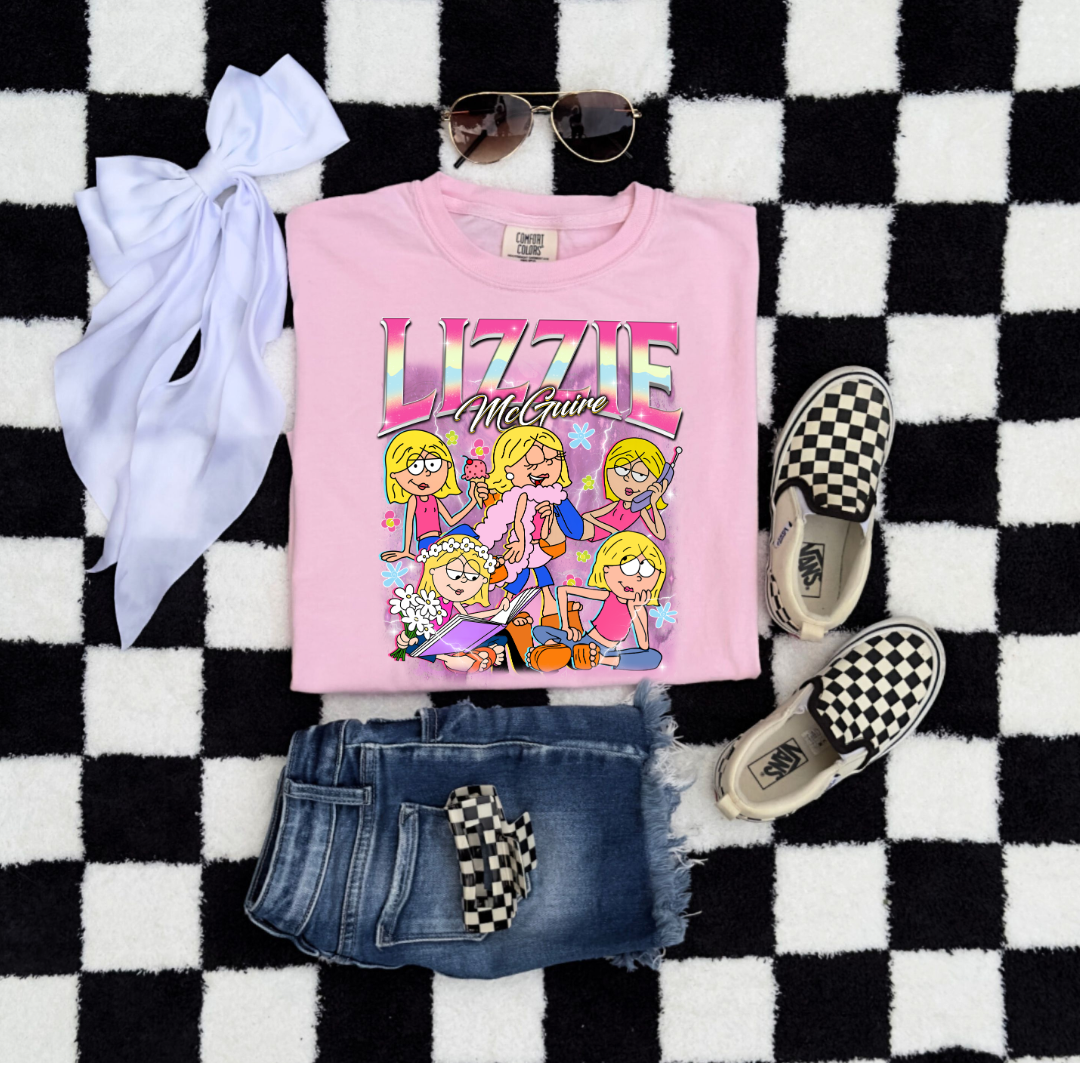 Customized Blossom Pink Flat lay Vintage inspired Lizzie McGuire Youth Graphic Tee
