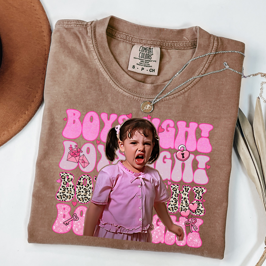 Customized Espresso Brown Adult Darla Boys Ugh Graphic Tee pink bubble font and cheetah print Boys ugh Alfalfa Available as well.