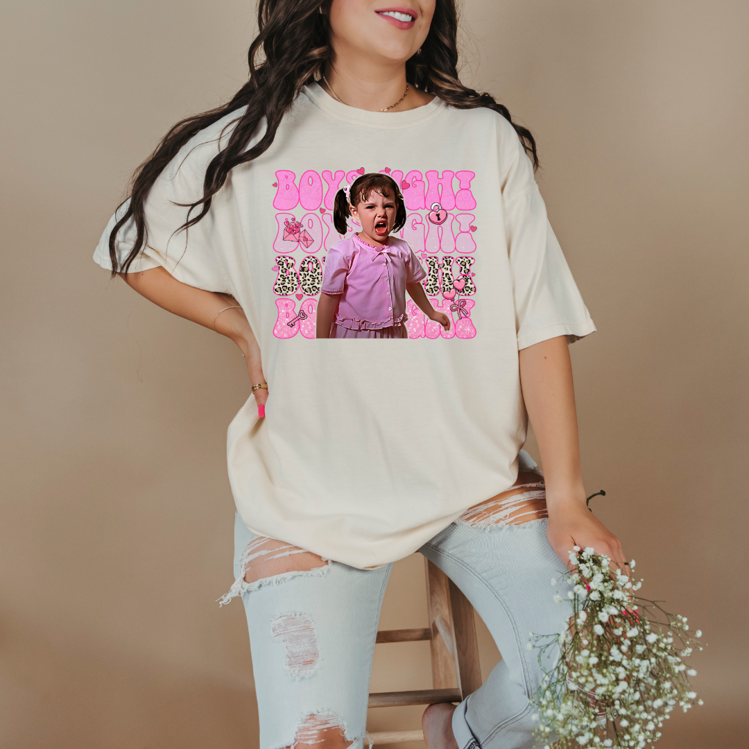 Customized Ivory Adult Darla Boys Ugh Graphic Tee pink bubble font and cheetah print Boys ugh Alfalfa Available as well.