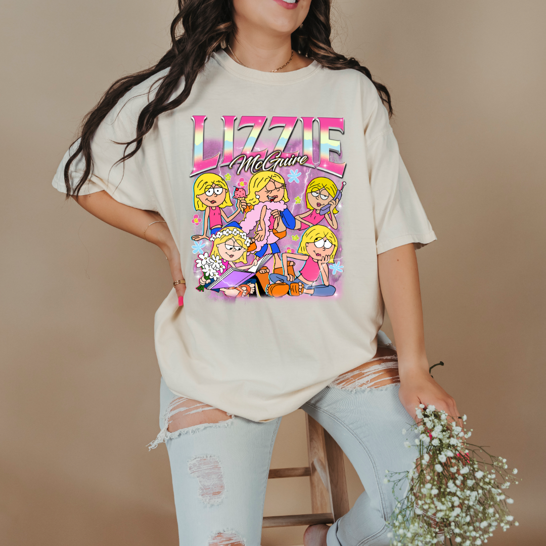 Customized Ivory Adult Vintage inspired Lizzie McGuire T shirt.