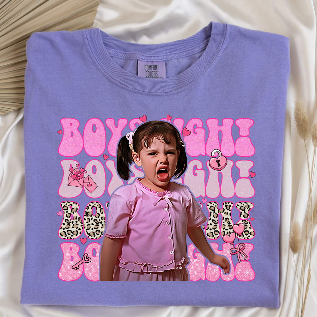 Customized Violet Adult Darla Boys Ugh Graphic Tee pink bubble font and cheetah print Boys ugh Alfalfa Available as well.