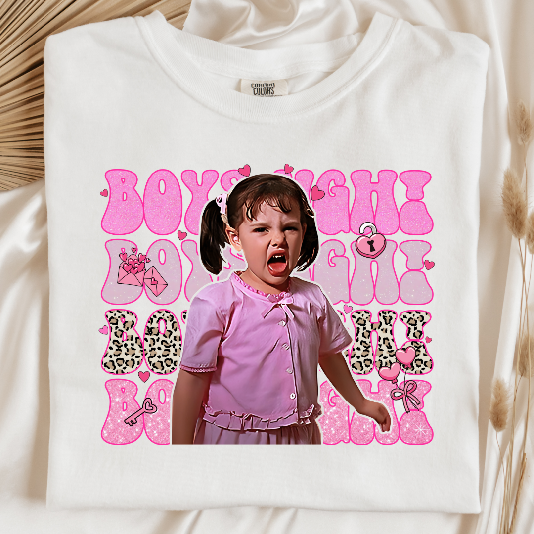 Customized White Adult Darla Boys Ugh Graphic Tee pink bubble font and cheetah print Boys ugh Alfalfa Available as well.