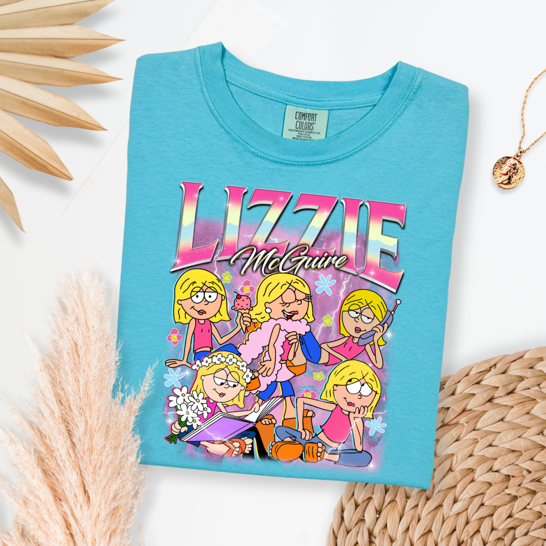 Customized Adult Lagoon blue Vintage inspired Lizzie McGuire T shirt.