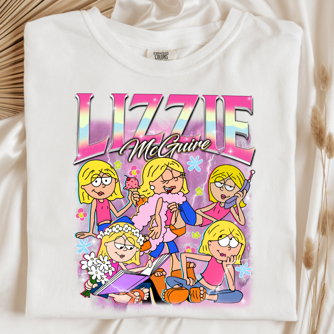 Customized Adult White Vintage inspired Lizzie McGuire T shirt.