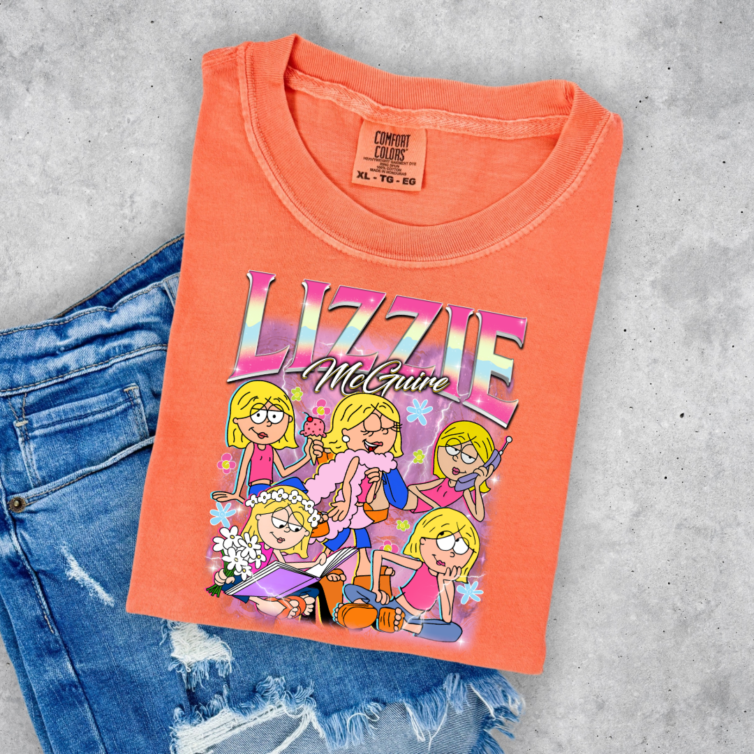 Customized Adult and Youth Melon orange Vintage inspired Lizzie McGuire T shirt.