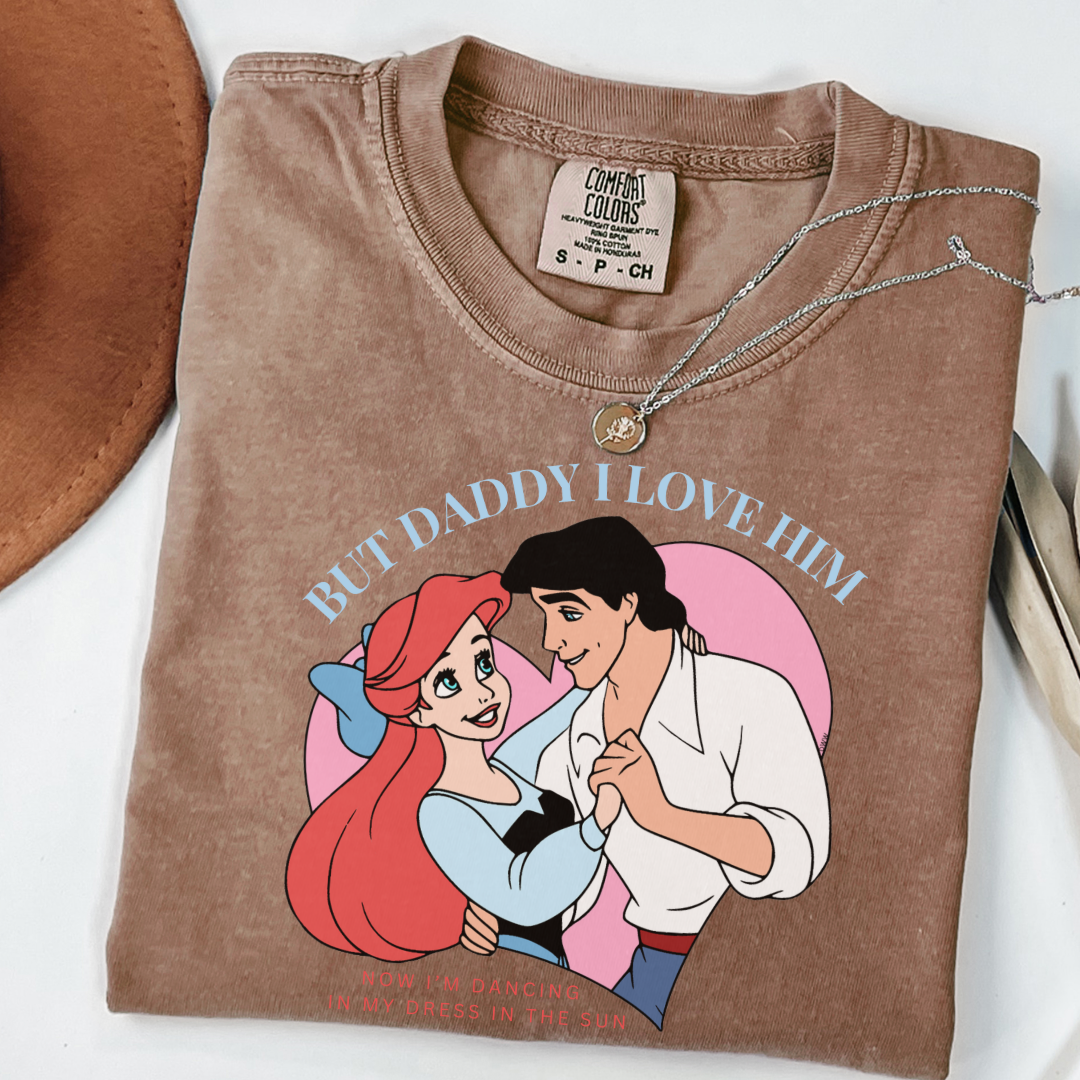Customized Adult Tee But Daddy I love him Ariel and EricEspresso Brown Matching youth available