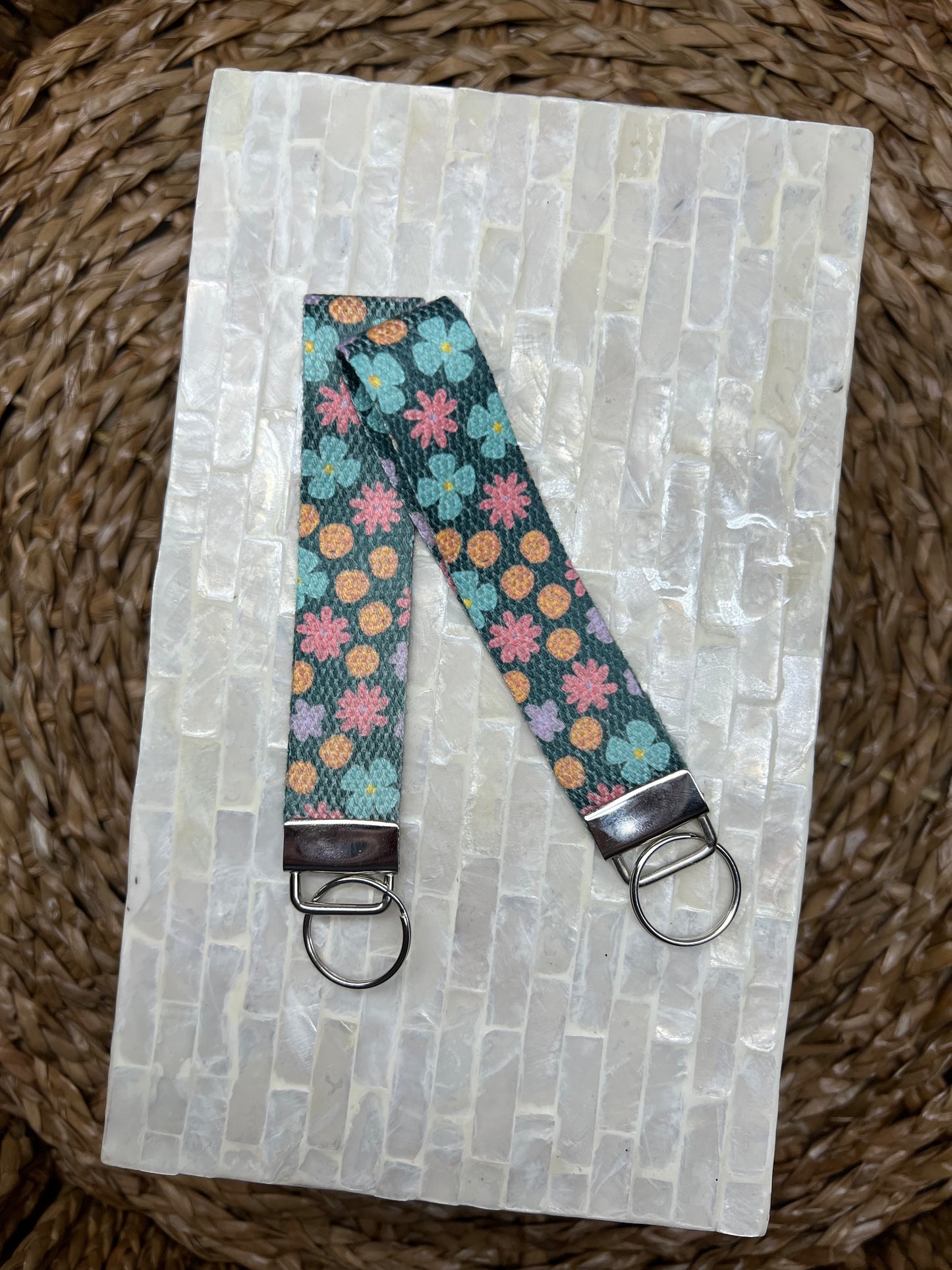 Dark Florals Keychain Wristlet