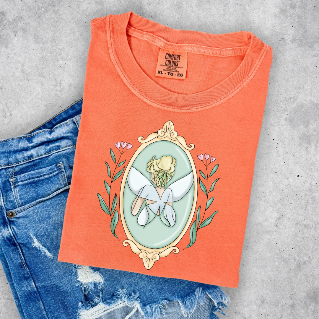customized Youth/Adult Graphic tee Fairy silhouette Melon Orange Matching adult and youth tees and crewnecks available