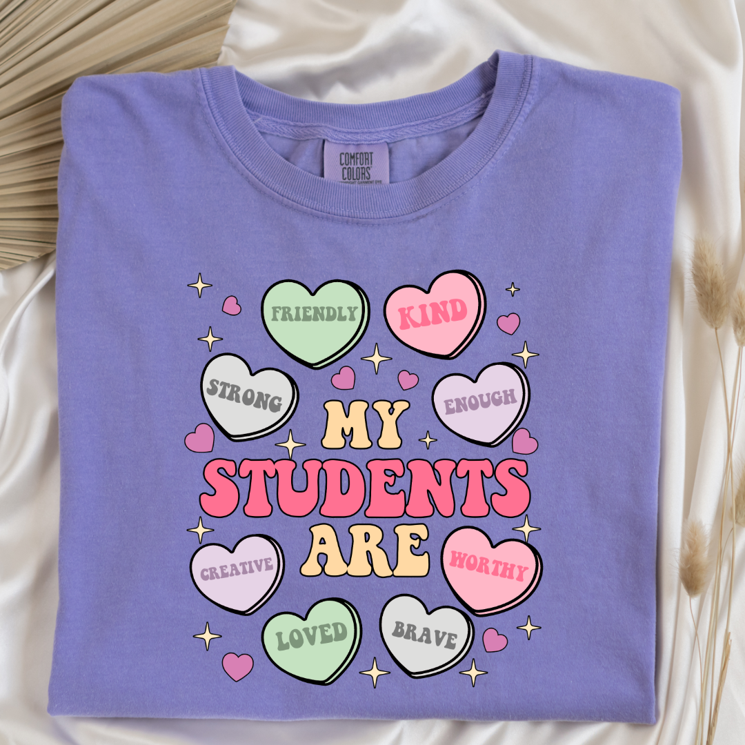 Customized Teacher My students are....friendly kind enough etc Violet Graphic tee