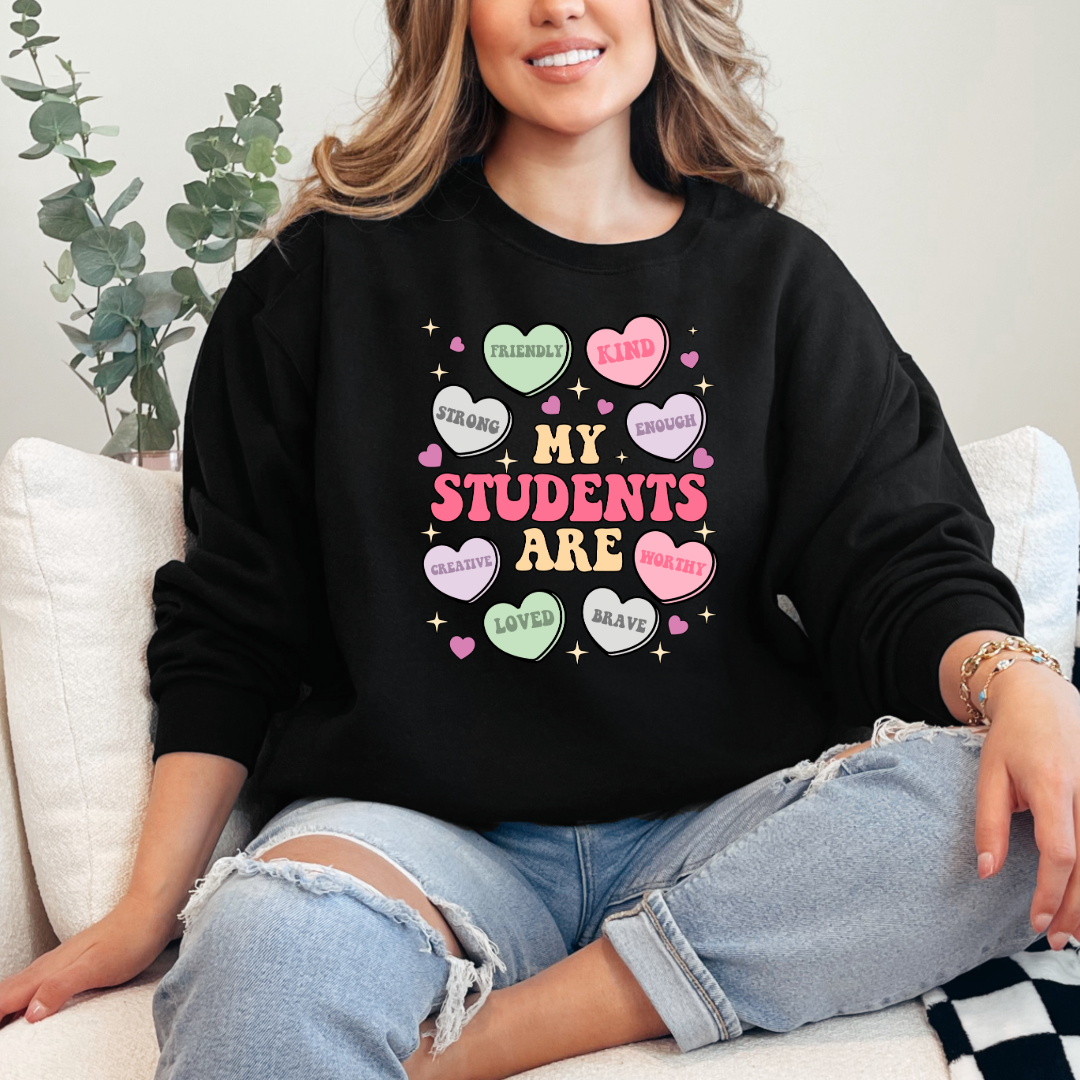 Customized Teacher My students are....friendly kind enough etc Black crewneck