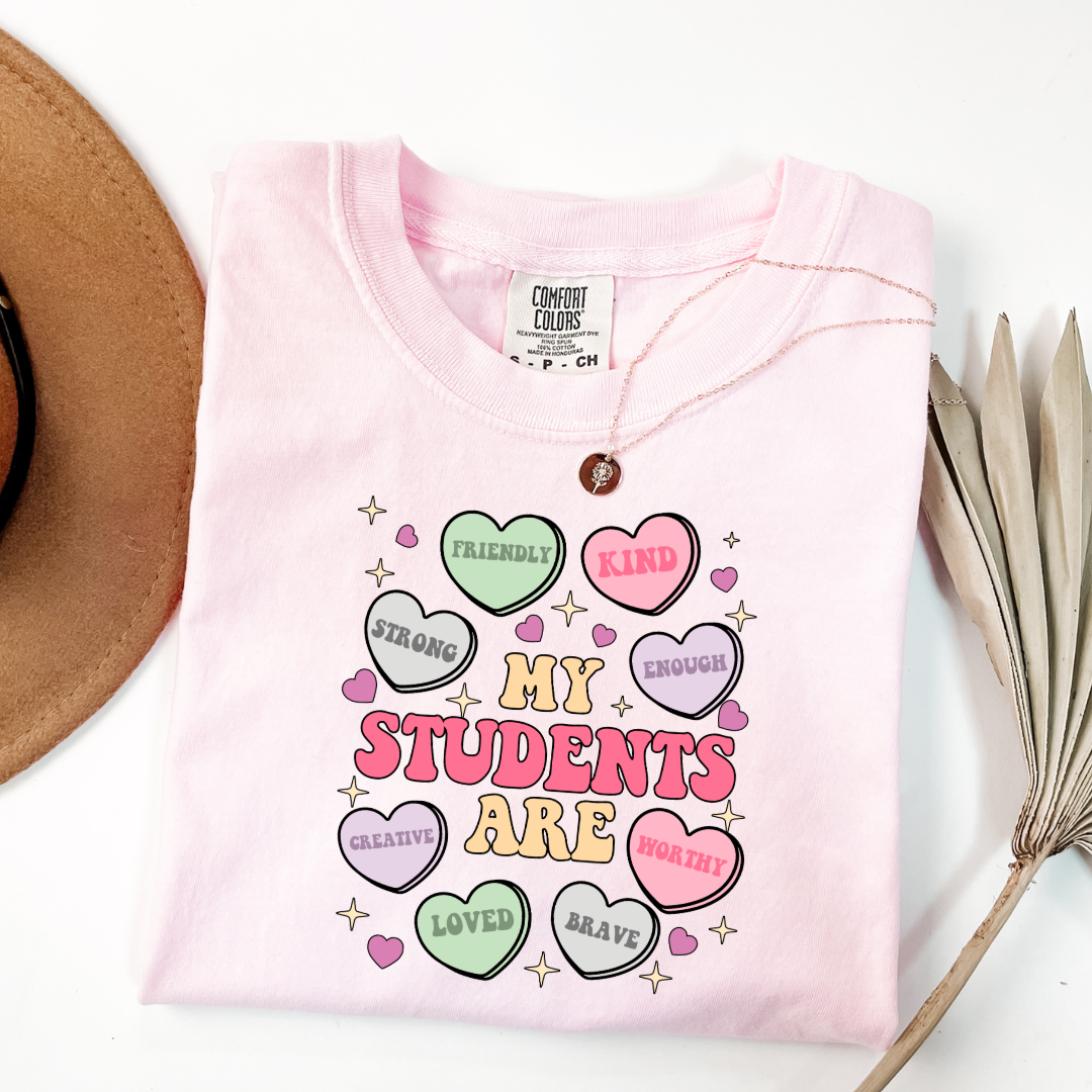 Customized Teacher My students are....friendly kind enough etc Blossom Pink Graphic tee