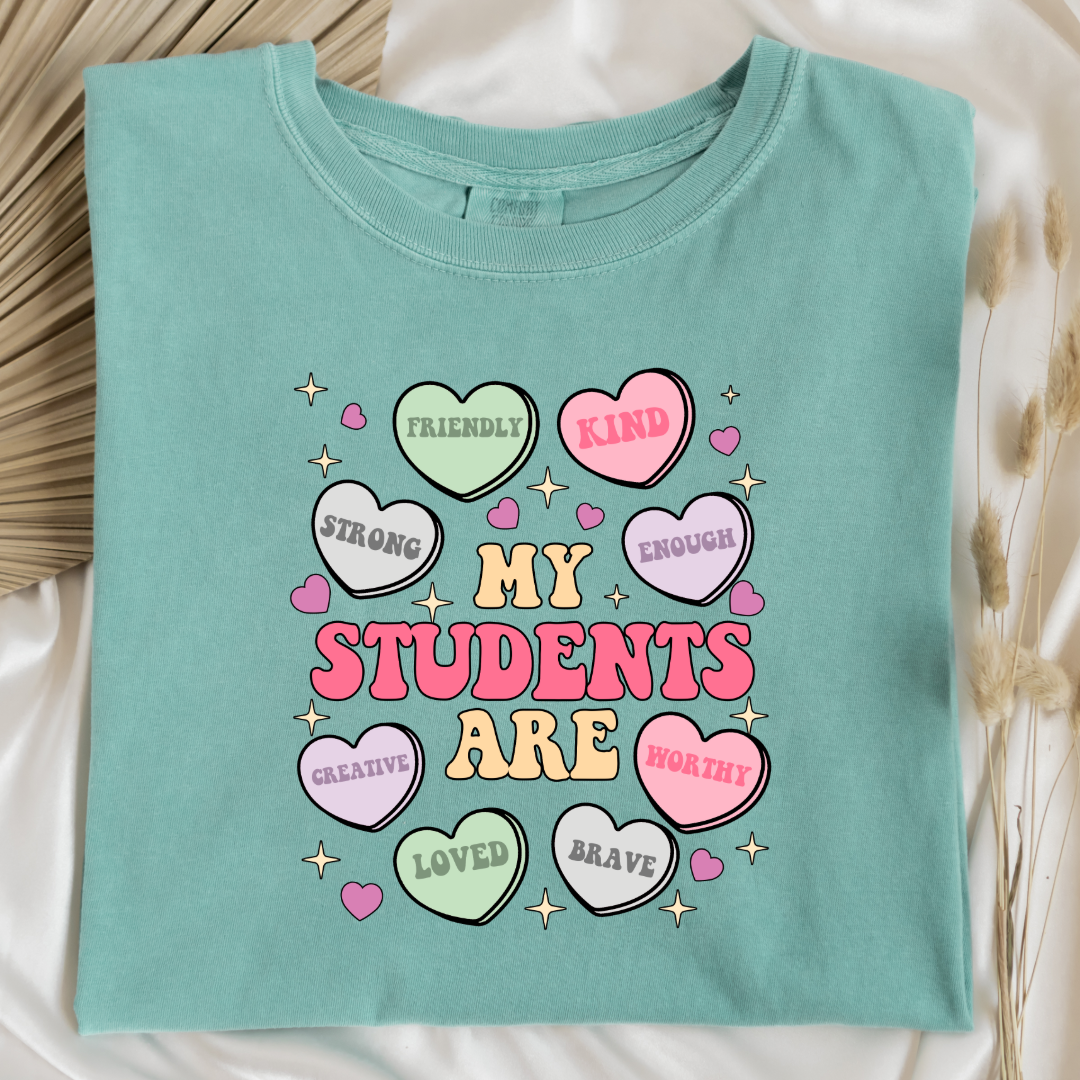 Customized Teacher My students are....friendly kind enough etc Chalky Mint Graphic tee