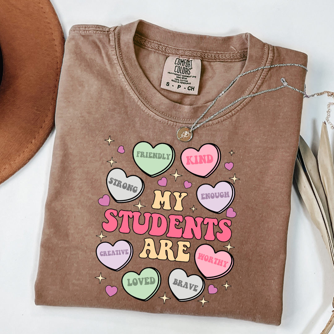 Customized Teacher My students are....friendly kind enough etc Espresso Brown Graphic tee