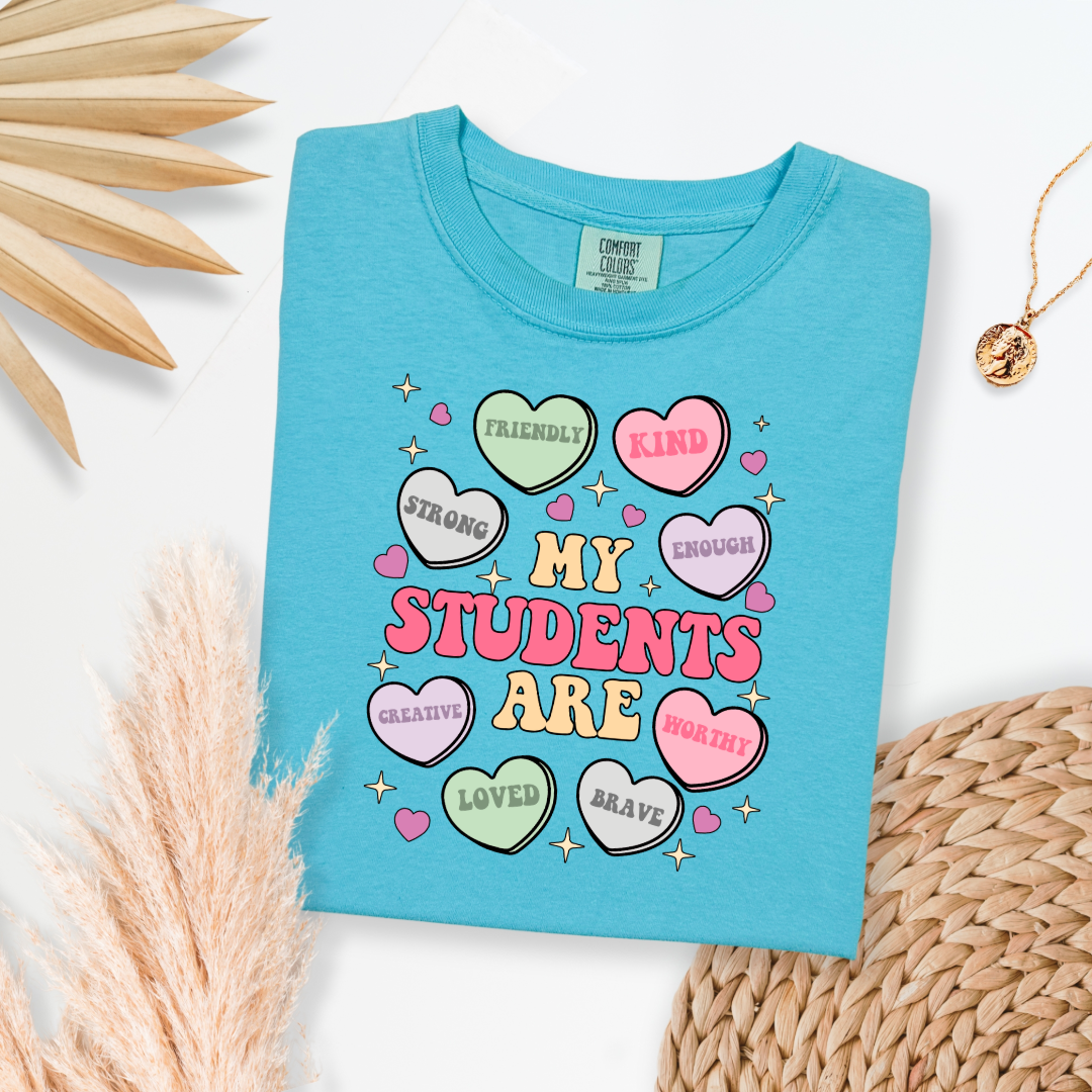 Customized Teacher My students are....friendly kind enough etc Lagoon Blue Graphic tee