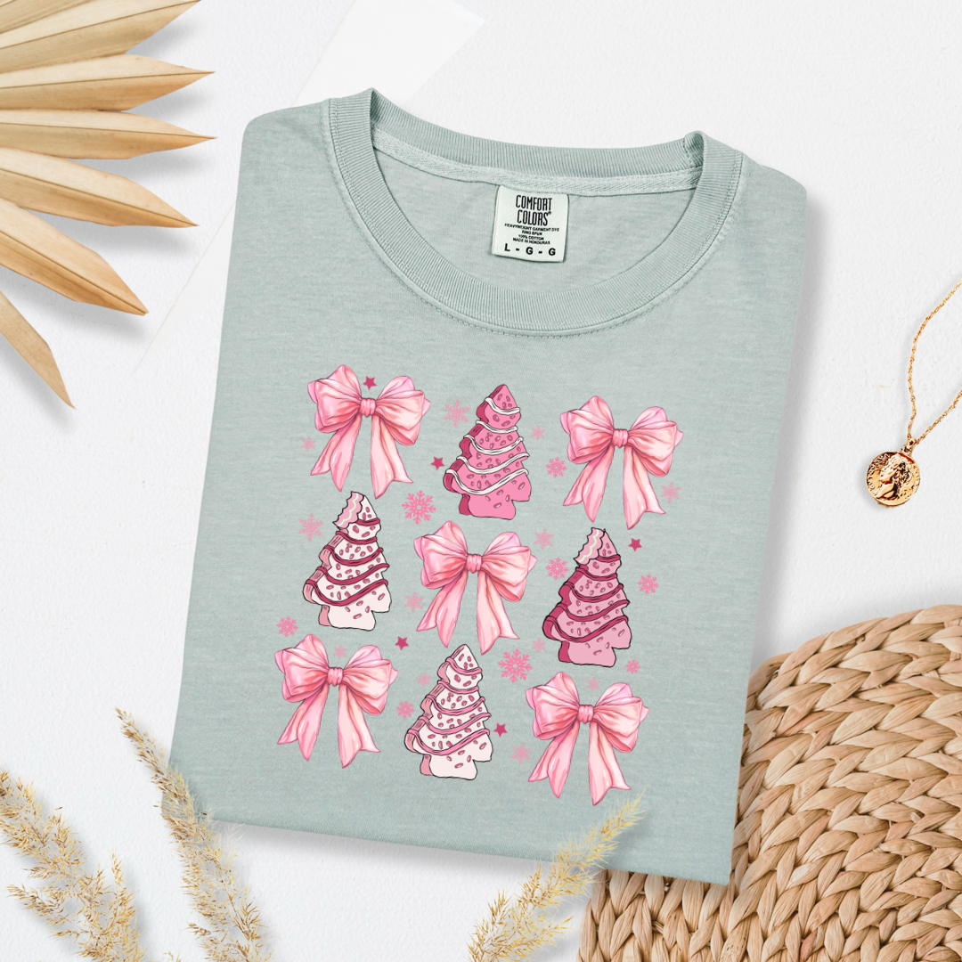 Pink Christmas Cakes Coquette Graphic Tee