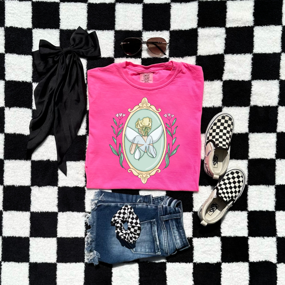 customized Youth Graphic tee Fairy silhouette Neon Pink Matching adult and youth tees and crewnecks available