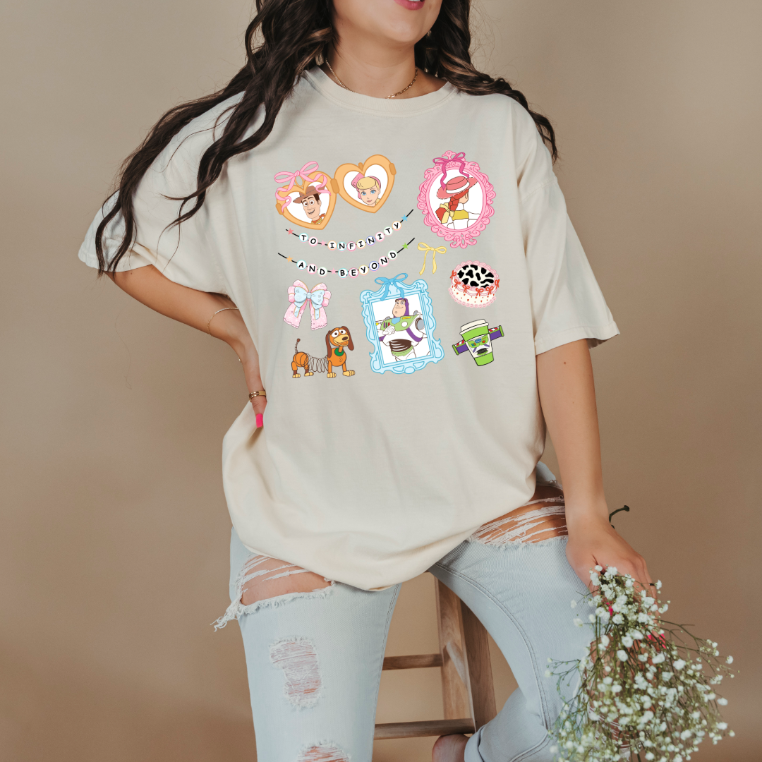 Customized Adult Ivory Comfort Colors Graphic Tee Coquette Toy Story coquettte graphics.