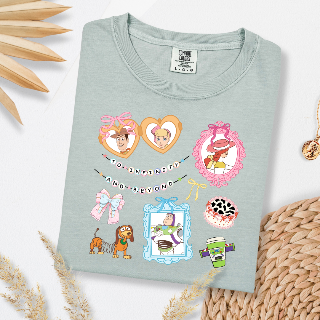 Customized Adult Bay Green Comfort Colors Graphic Tee Coquette Toy Story coquette graphics.