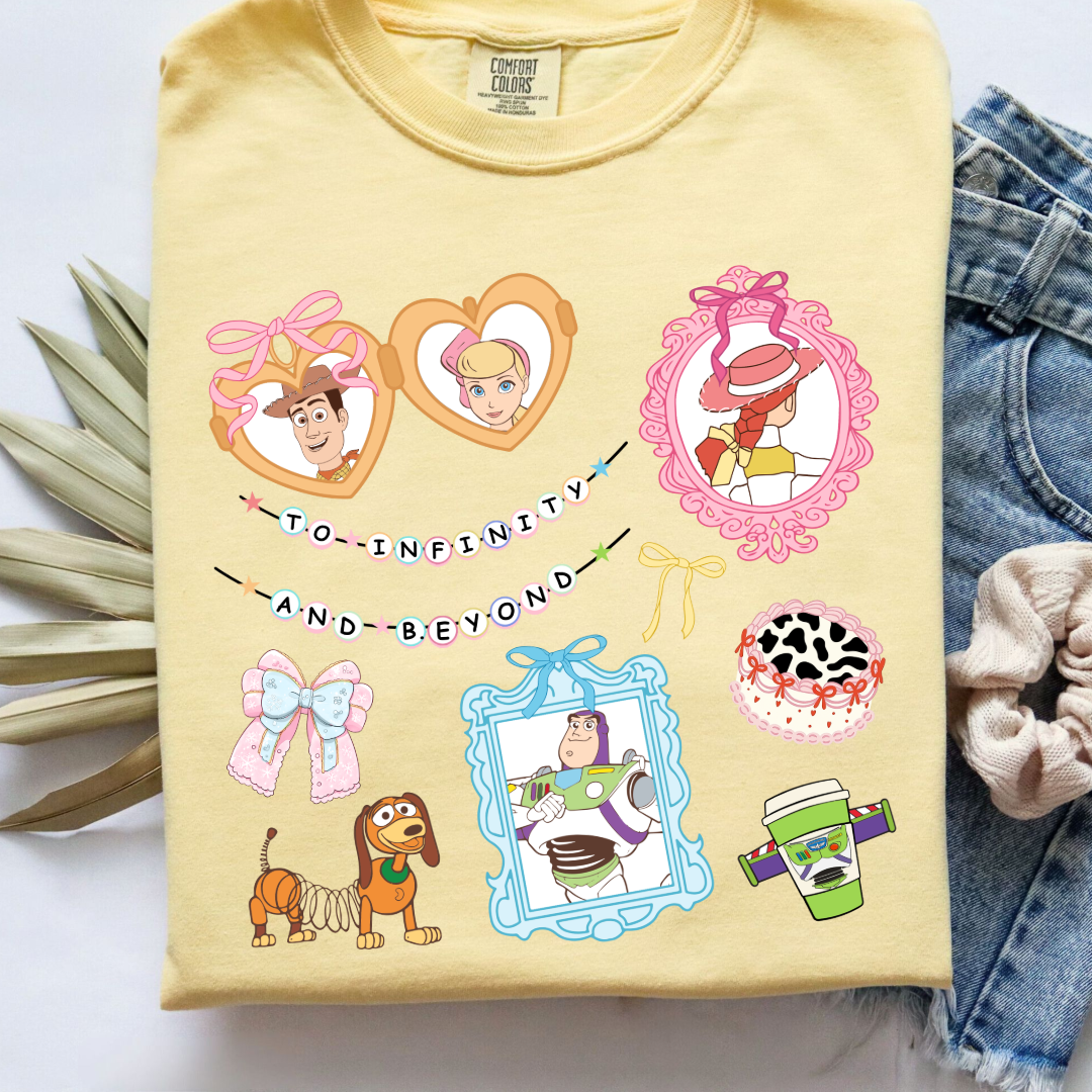 Customized Adult Butter Yellow Comfort Colors Graphic Tee Coquette Toy Story coquette graphics.