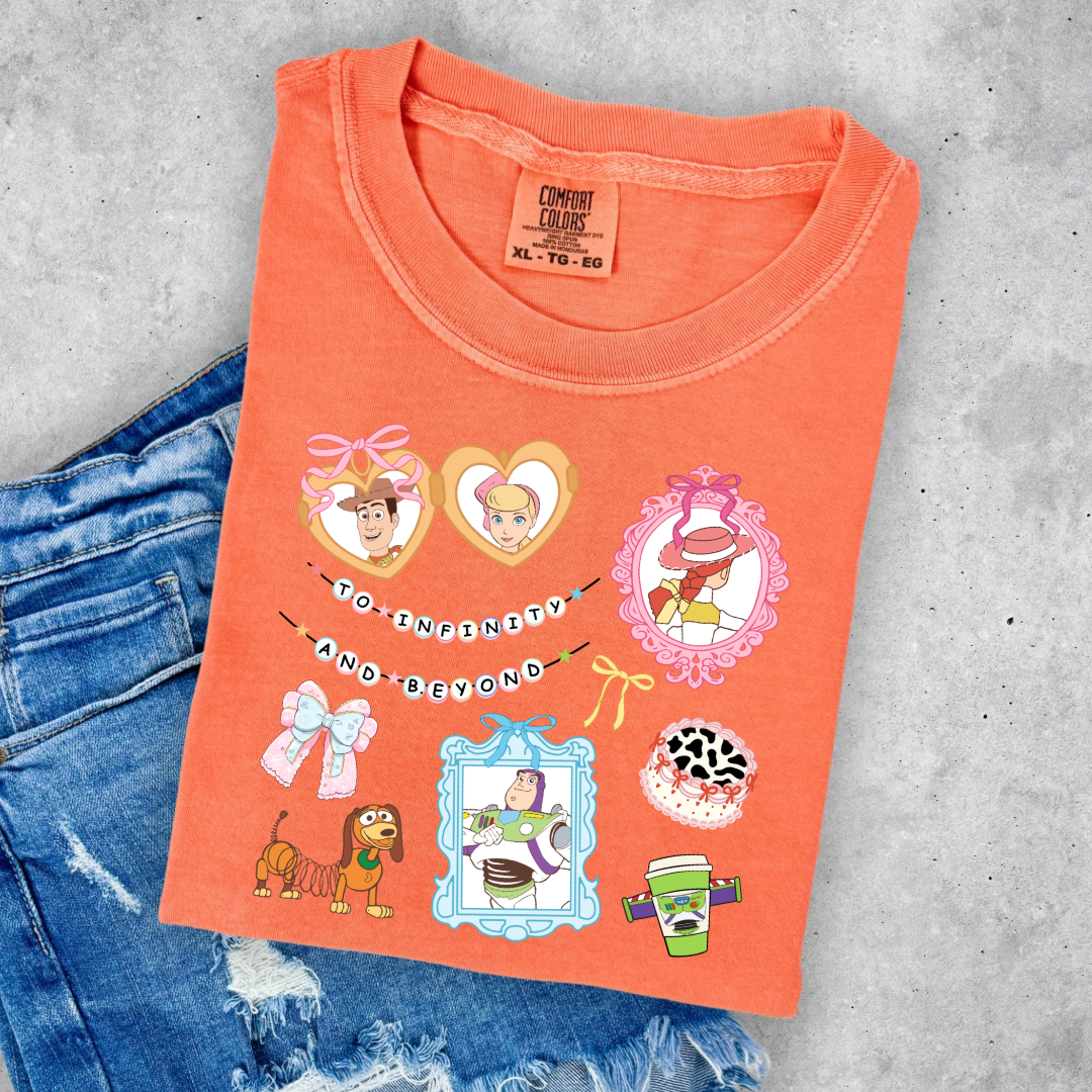Customized Youth/Adult Melon Orange Crewneck Coquette Toy story Matching Adult crew, tee and Youth crew available