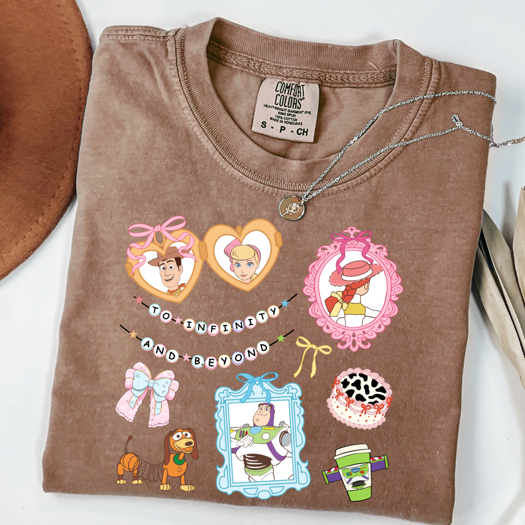 Customized Adult Espresso Brown Comfort Colors Graphic Tee Coquette Toy Story coquette graphics.