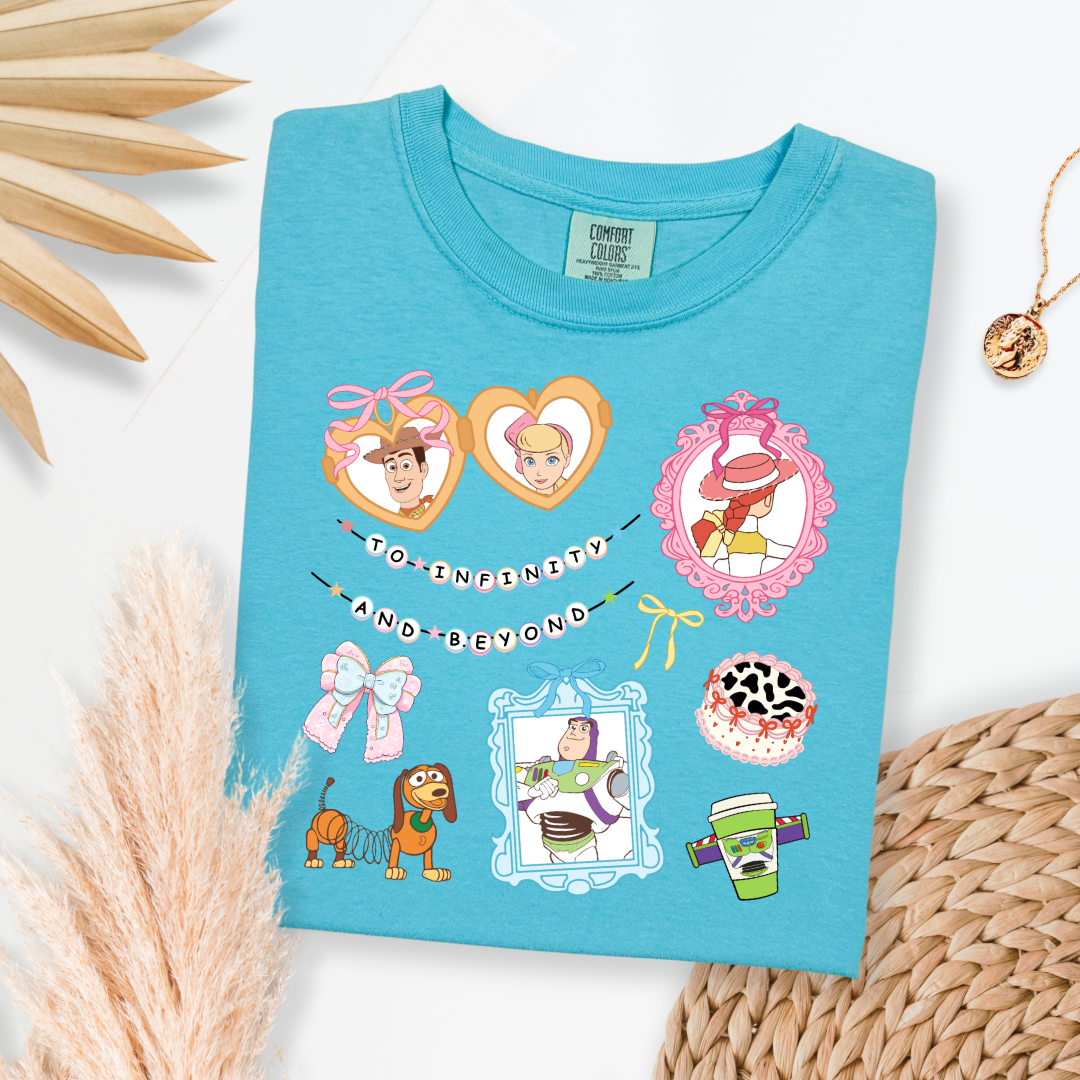 Customized Adult Lagoon Blue Comfort Colors Graphic Tee Coquette Toy Story coquette graphics.