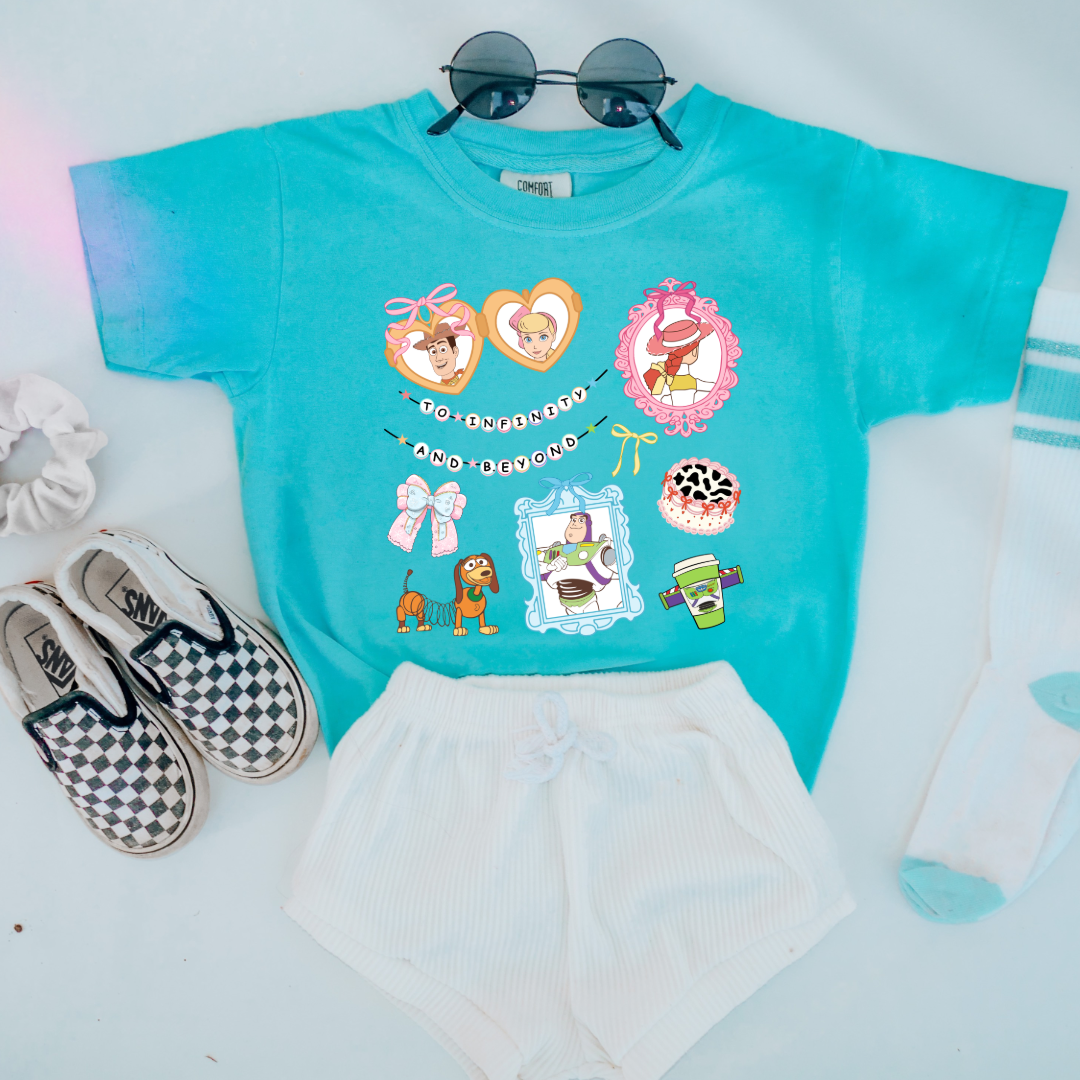 Customized Youth Lagoon Blue Crewneck Coquette Toy story Matching Adult crew, tee and Youth crew available