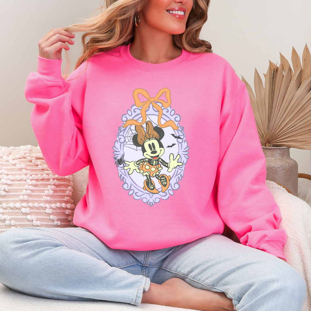 Spooky Season Coquette Mouse with bow Crewneck & Hoodie