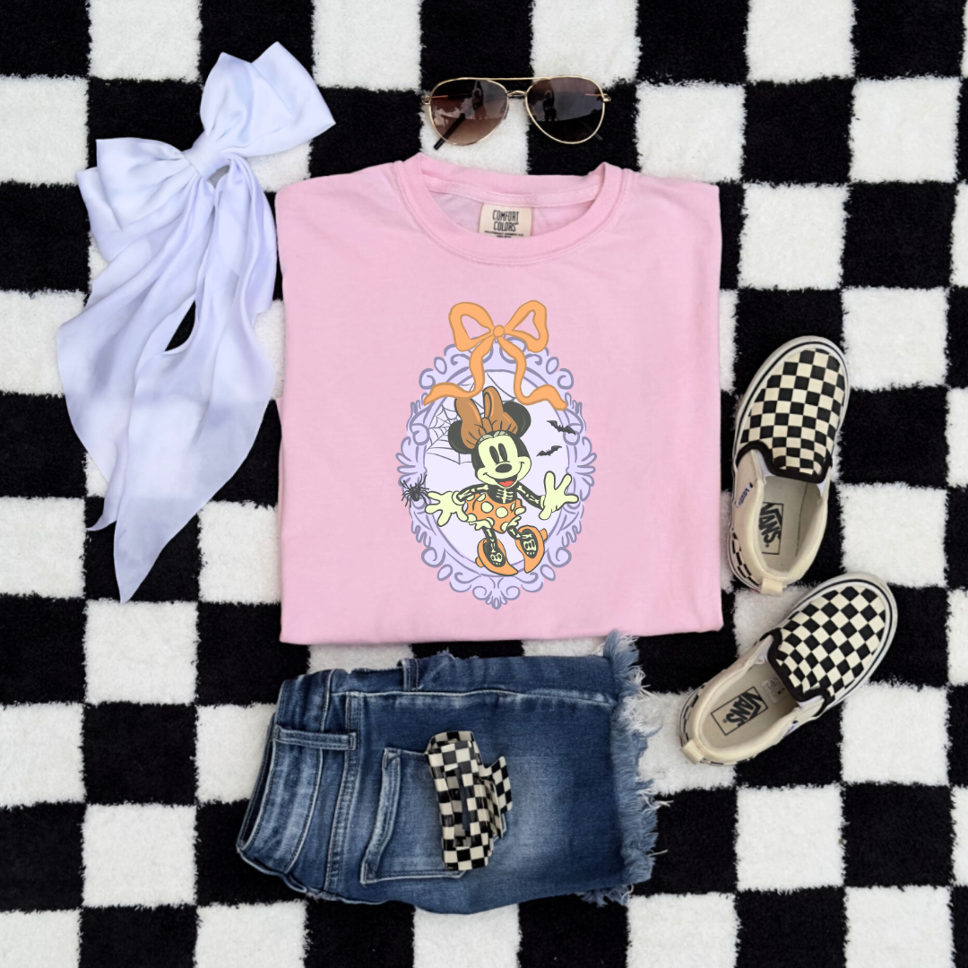 Spooky Season Coquette Mouse with bow Youth Graphic Tee