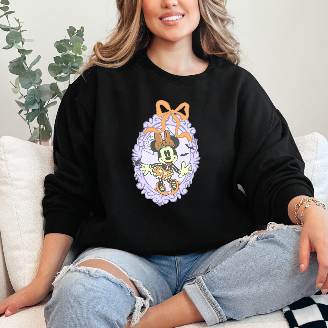 Spooky Season Coquette Mouse with bow Crewneck & Hoodie