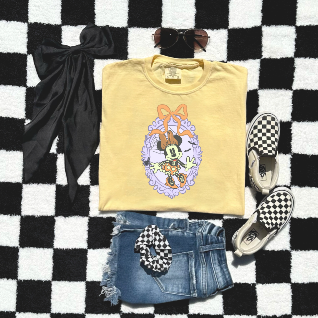 Spooky Season Coquette Mouse with bow Youth Graphic Tee