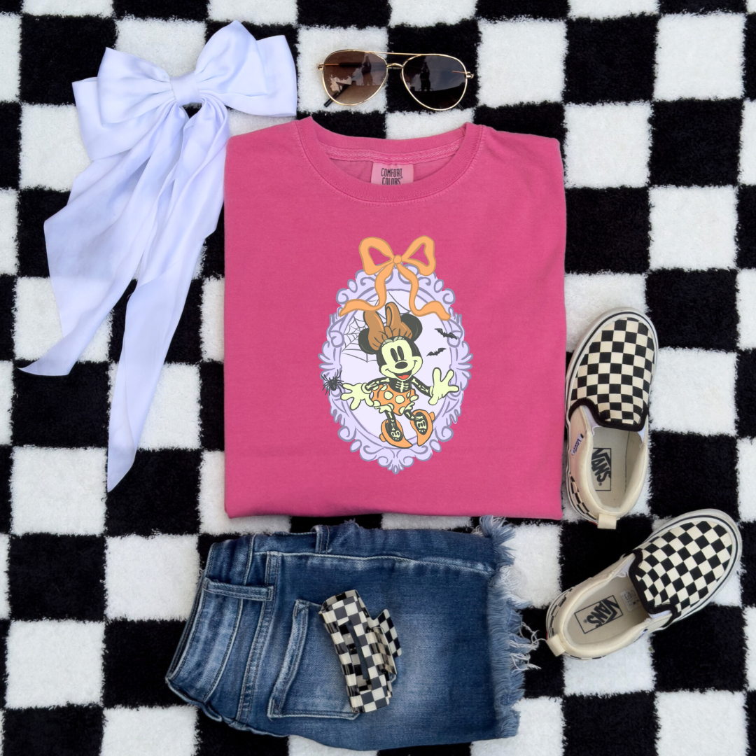 Spooky Season Coquette Mouse with bow Youth Graphic Tee