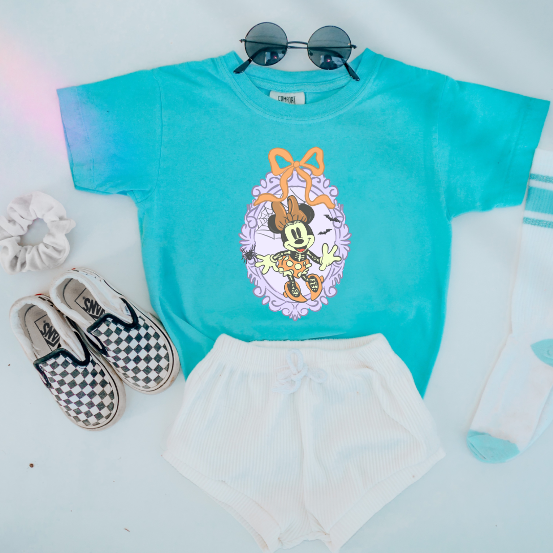 Spooky Season Coquette Mouse with bow Youth Graphic Tee
